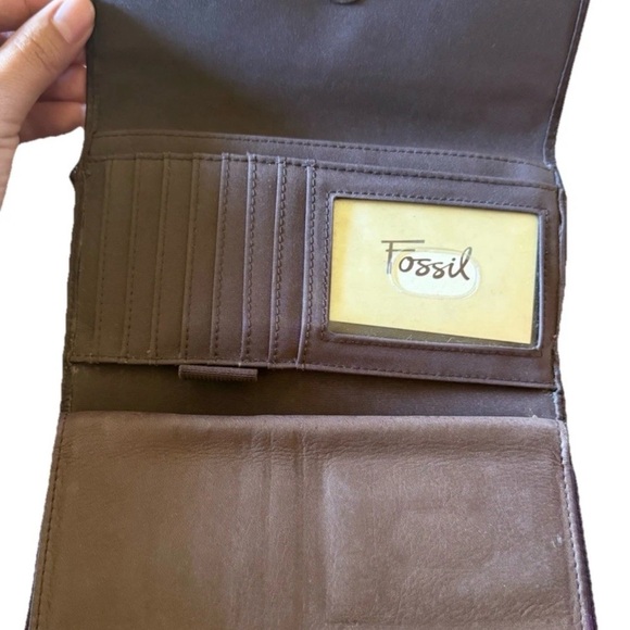 FOSSIL Vintage Multicolor Patchwork Leather Striped Organizer Wallet Brown - Picture 7 of 9